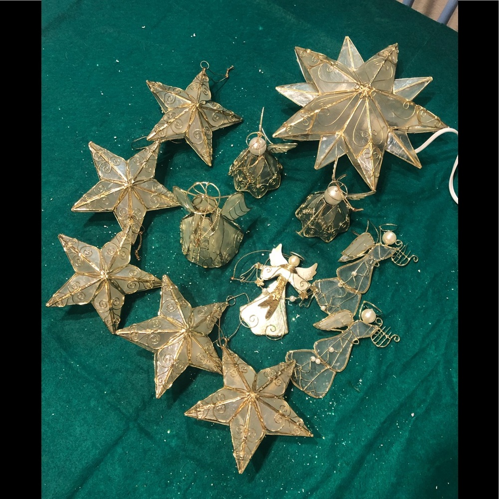 Christmas Tree Capiz Topper and Ornaments
